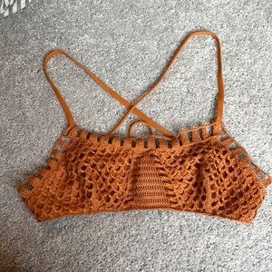 aerie crochet orange bikini top